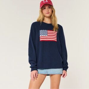 NWT Hollister Comfy cloud Flag Sweater
